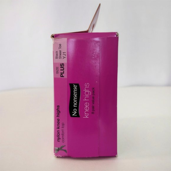 No Nonsense Black Knee High Pantyhose 8 Pair Value Pack Size M/L - Picture 3 of 4